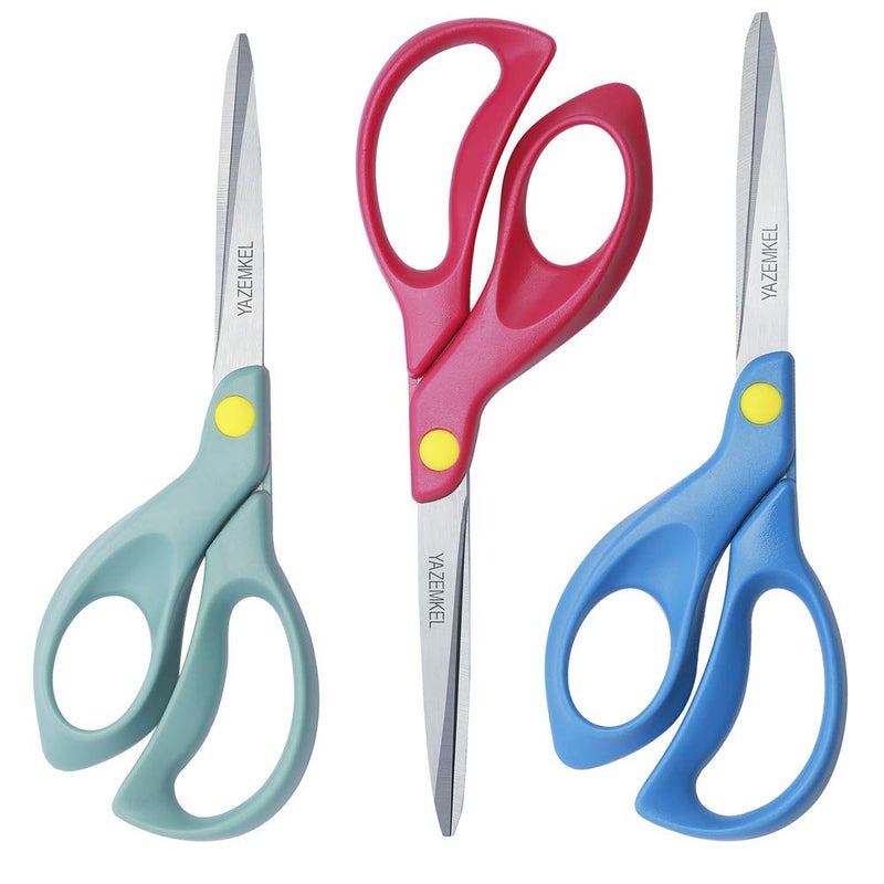 YAZEMKEL Left-Hand Scissors Stainless Steel 3-Pack, 8 inch - Image 1